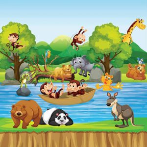 دیوار پوش مهدکودک طرح جنگل